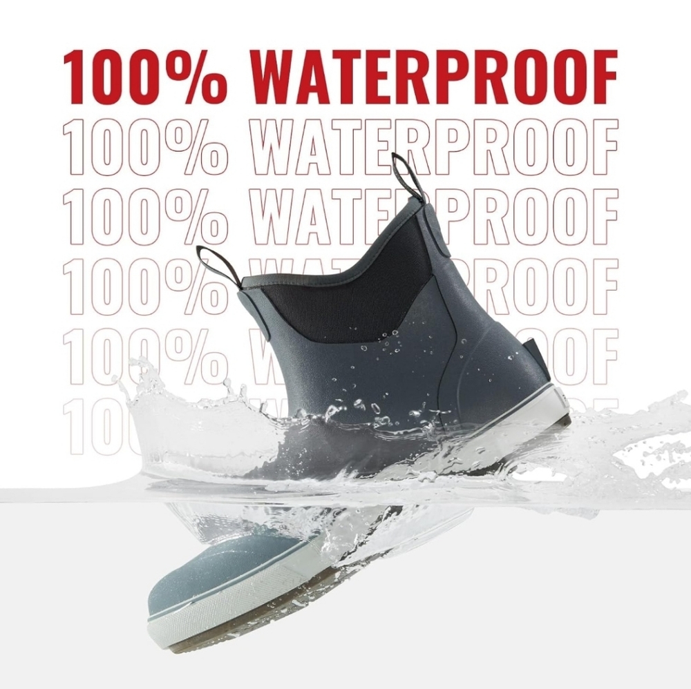 Piscifun Men’ s Deck Boots, Waterproof Fishing Rain Boots, Anti-Slip Rubber Boot